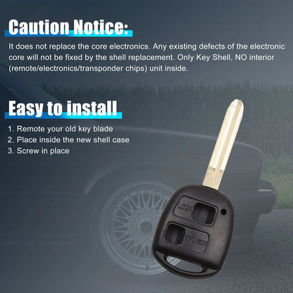 Car Key Fob Shell Case for Toyota Corolla Camry RAV4 2 x Key Buttons