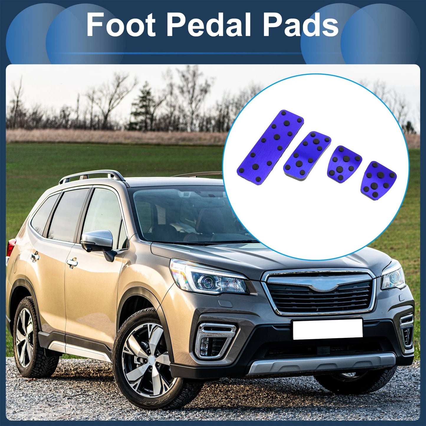4 x Foot Accelerator Pedal Covers for Subaru Forester (2006-2018) Blue
