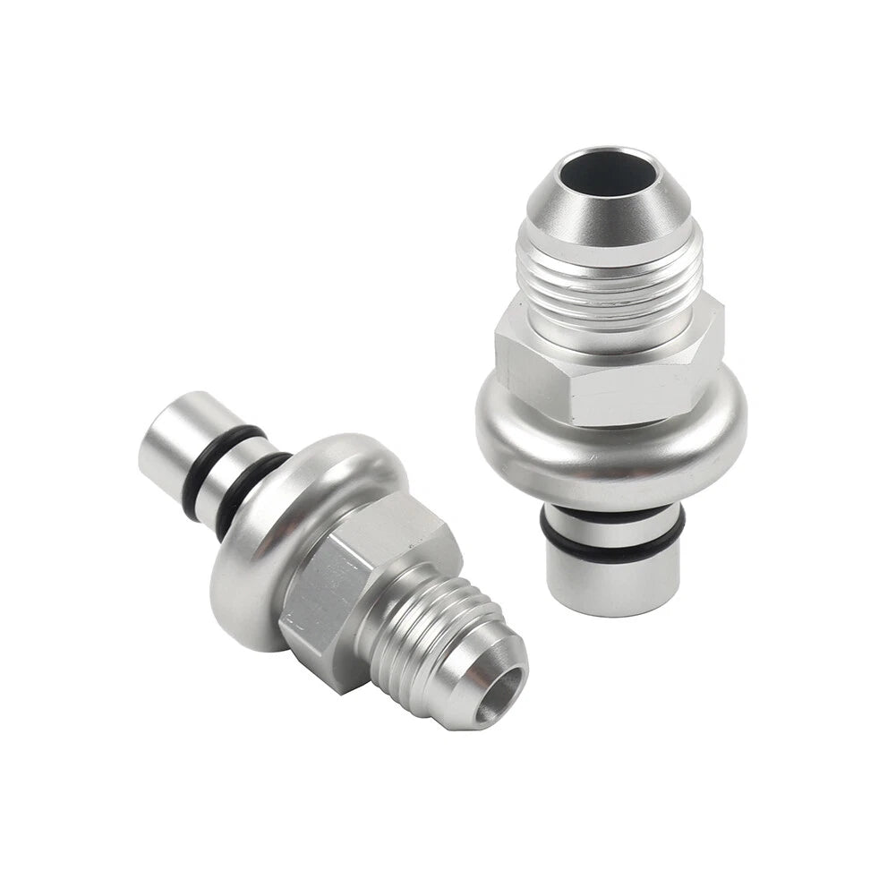 Silver Straight Fuel Rail Fitting Adapter Kit for Ford Mustang (1986-1998)