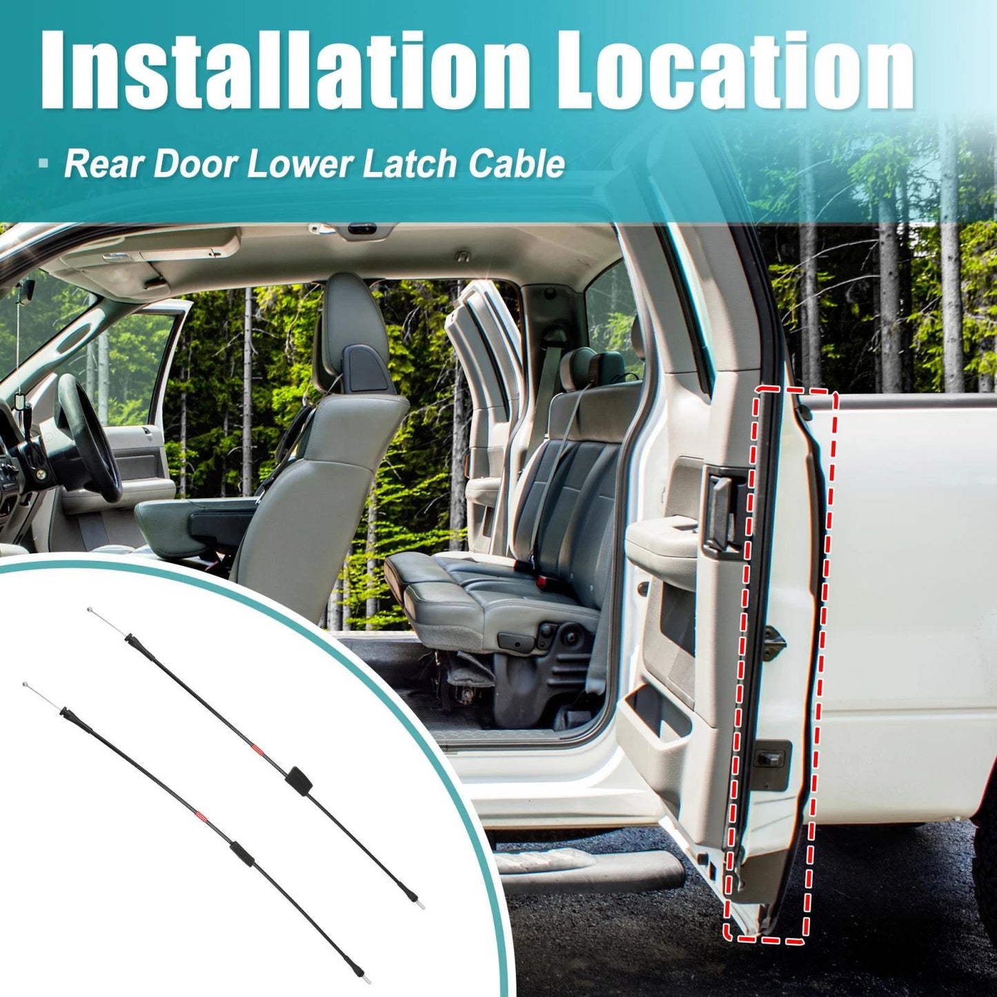 Rear Lower Door Latch Cable Set for Ford F-150 F-250 (1997-2004)