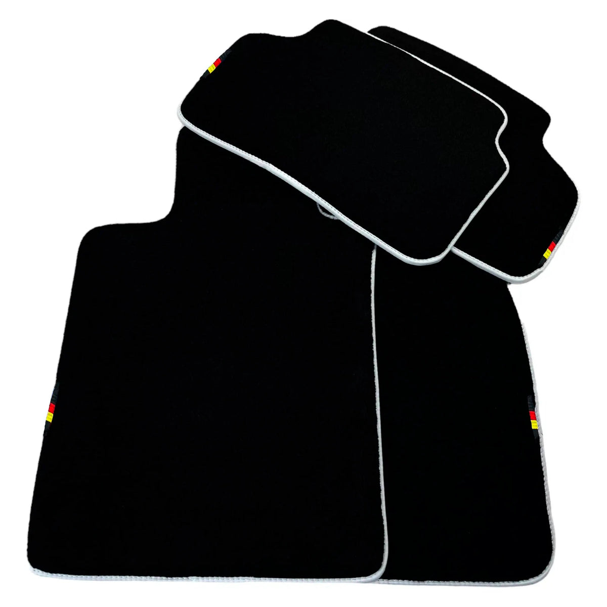 AutoWin Black Floor Mats for BMW 3 Series E30 Coupe 1982-1994 with White Trim