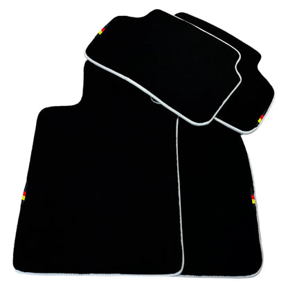 AutoWin Black Floor Mats for BMW 3 Series E30 Coupe 1982-1994 with White Trim