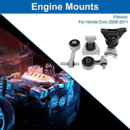 4 x Engine Motor Mounts for Honda Civic (2006-2011)
