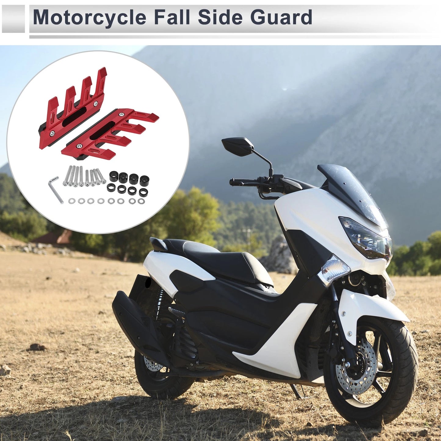 Set Fall Side Guard Front Fender Mud Guards Red for Motorcycle