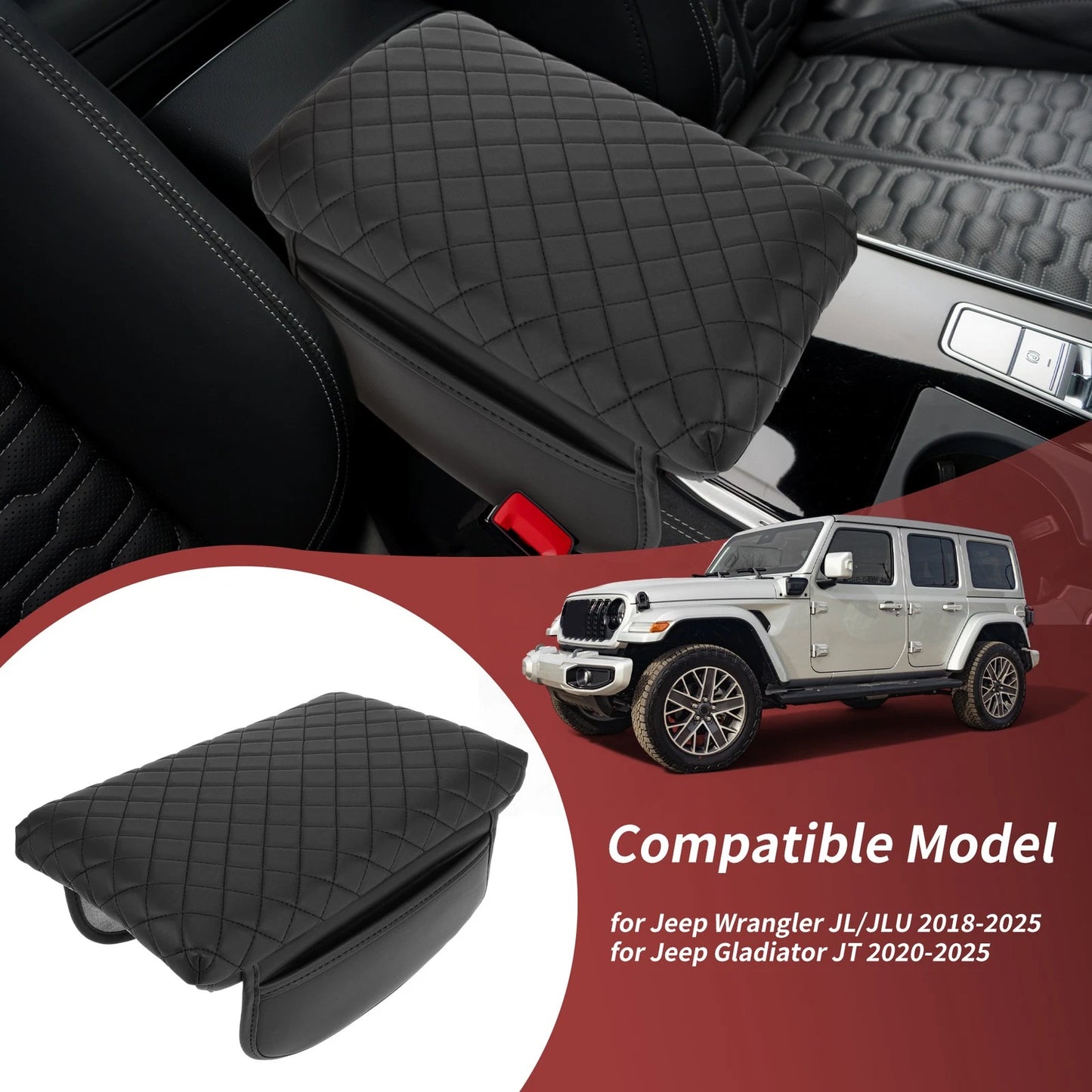 Waterproof Center Console Cover for Jeep Wrangler JL/JLU Gladiator JT (2020-2025)