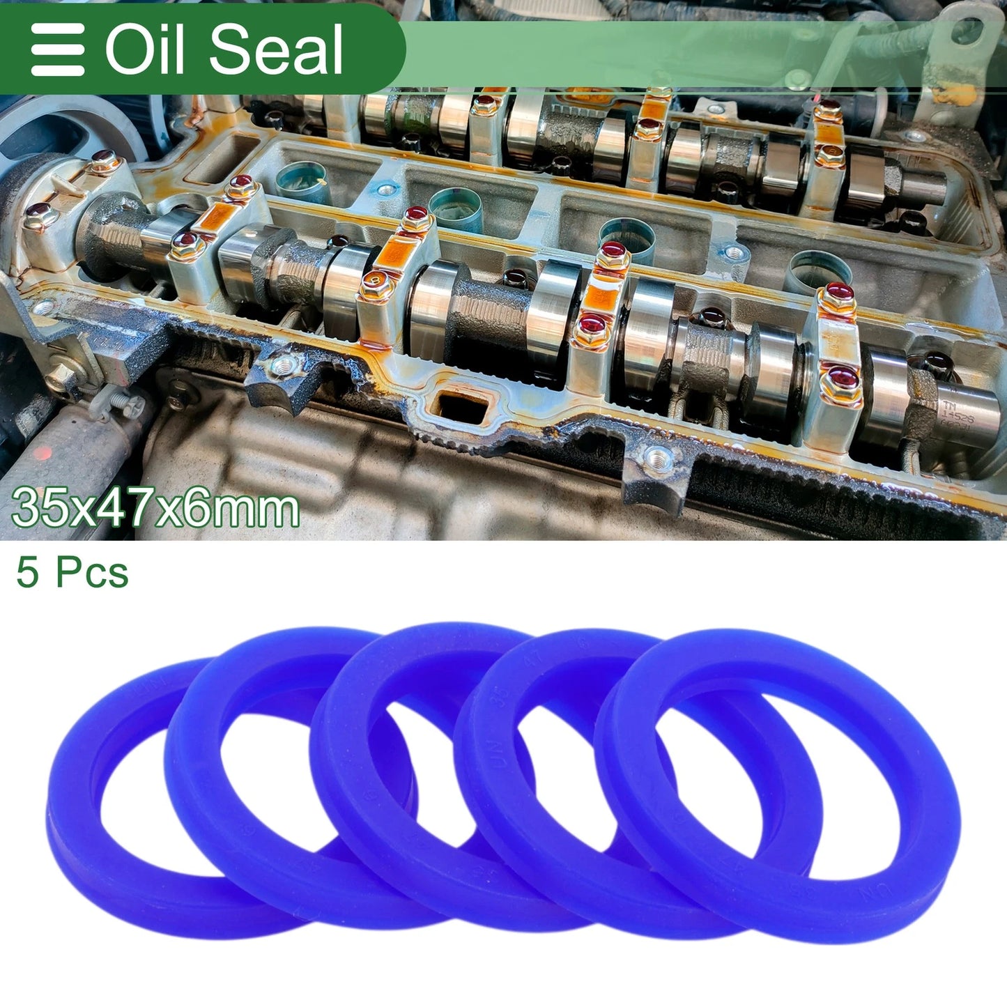 Oil Seal 35x47x6mm 5 Pcs TPU Rotary Shaft Seal High Pressure for Automotive