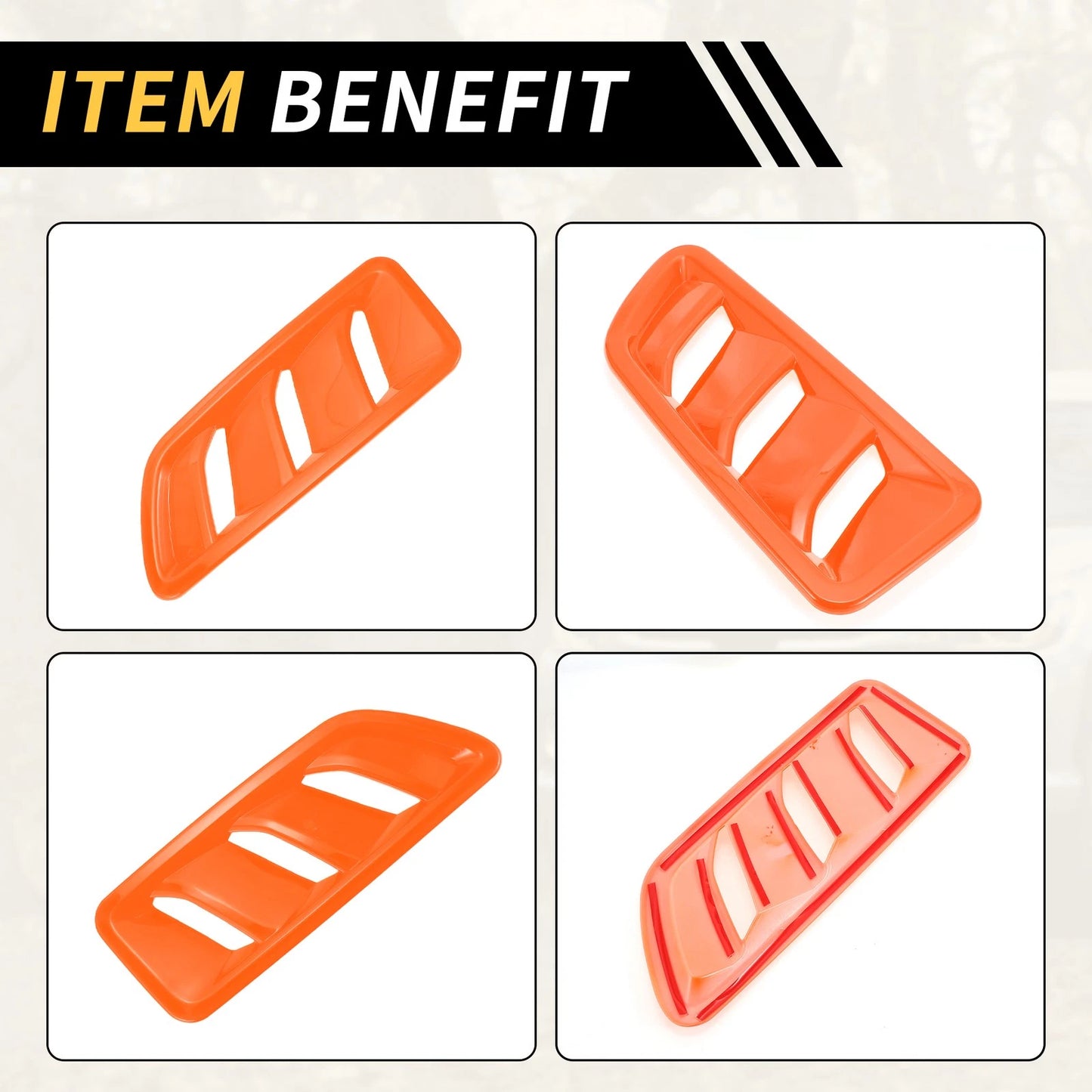 Front Hood Air Outlet Vent Cover Trim for Jeep JL JLU (2018-2024) Orange