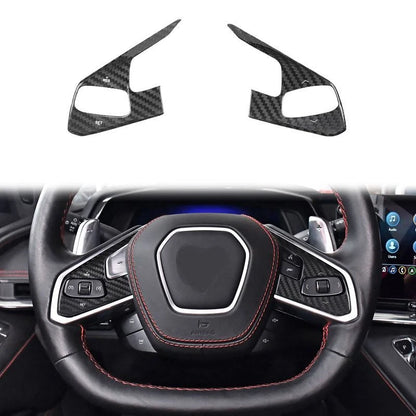 Carbon Fiber Steering Wheel Remote Control Button Cover Trim for Corvette C8