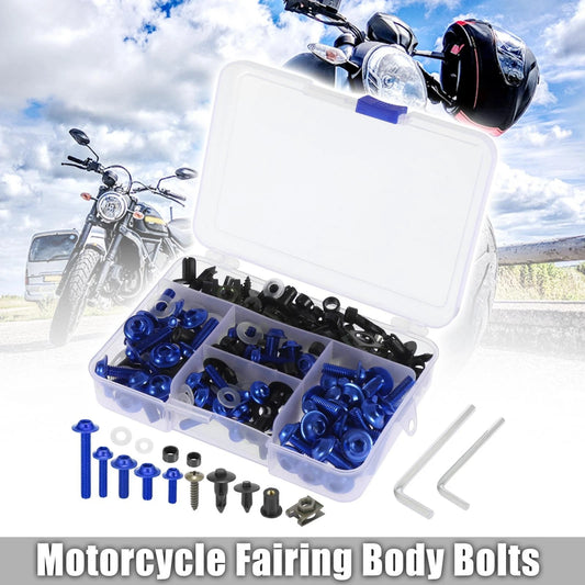 195pcs Motorcycle Fairing Body Bolts Fasteners Blue for Yamaha, Honda, BMW