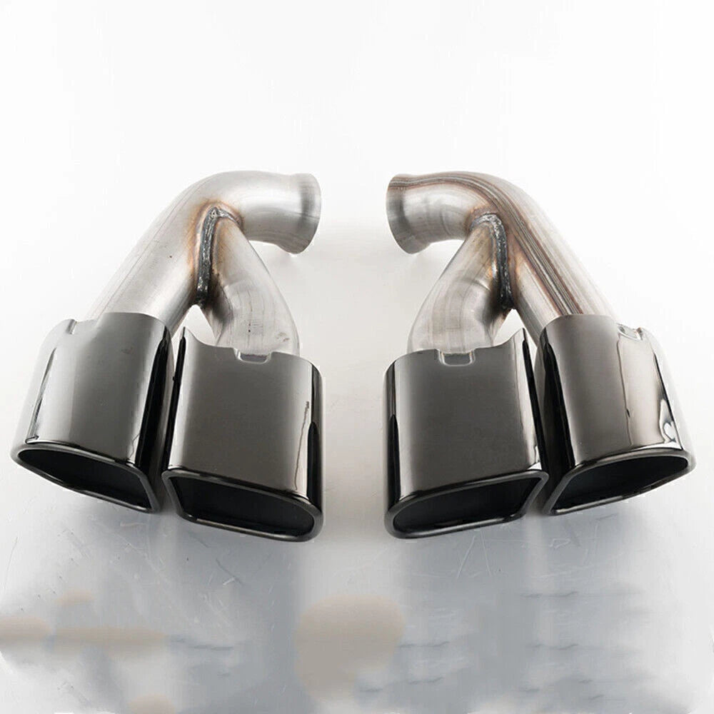 2 x Tail Exhaust Mufflers for Porsche Cayenne 958.2 V6 (2015-2017) Black
