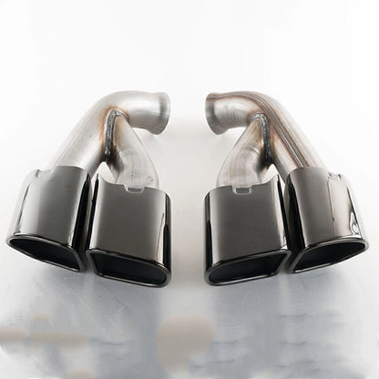 2 x Tail Exhaust Mufflers for Porsche Cayenne 958.2 V6 (2015-2017) Black