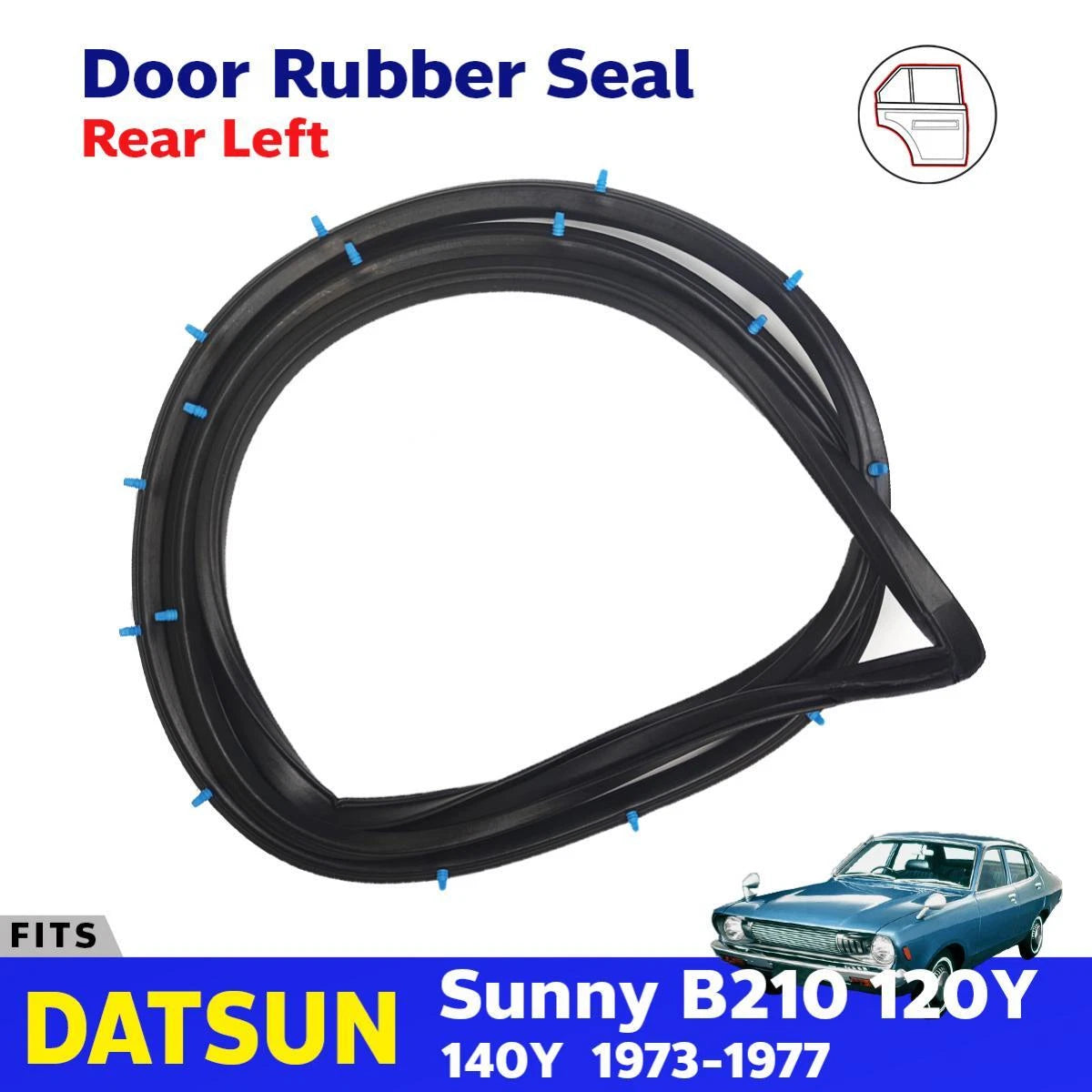 Weatherstrip Door Rubber Seal Rear LH Fits Datsun Sunny B210 120Y 4D 1973-77 D11