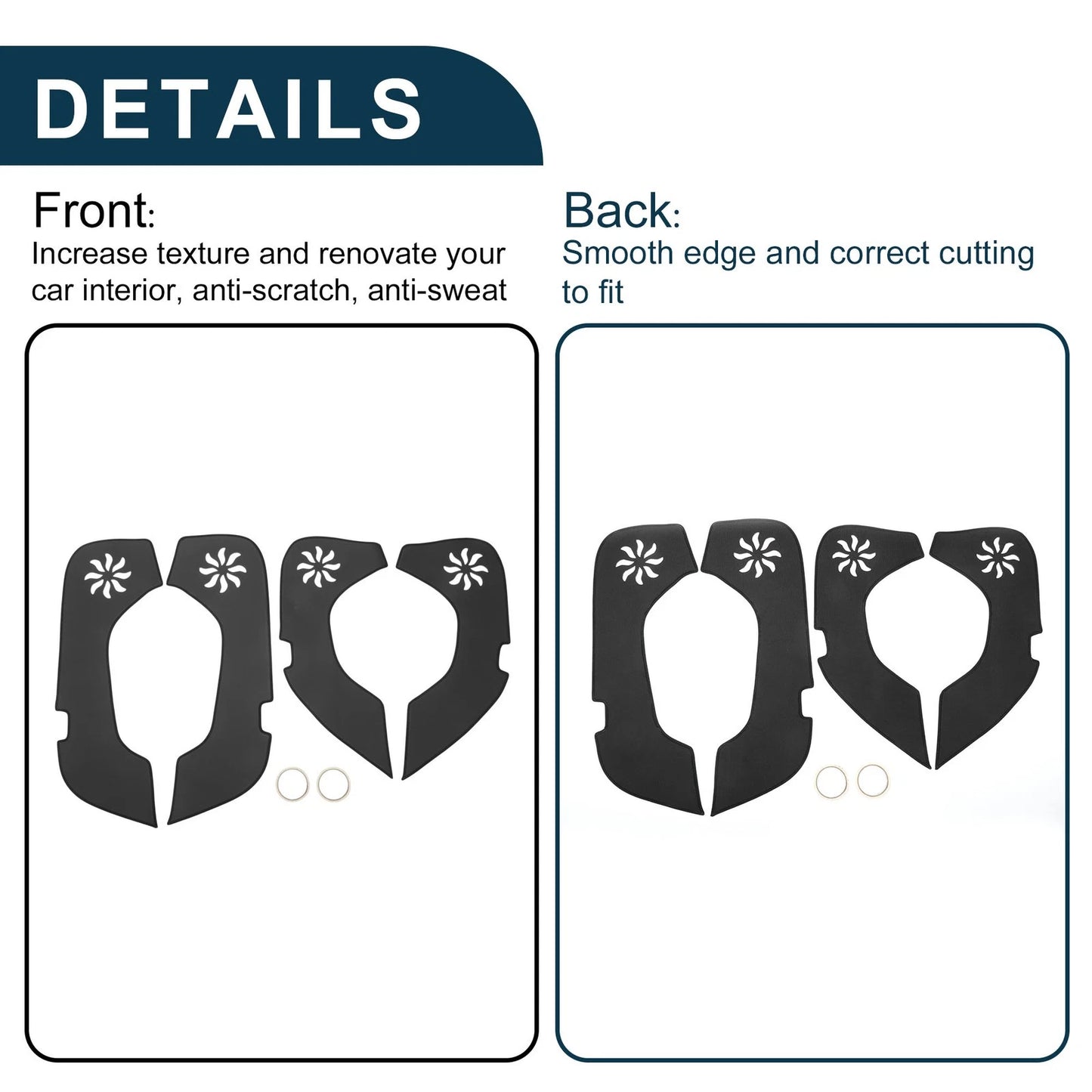 Anti Kick Pad Sticker Protector for Infiniti QX50 (2018-2024) Black 1 Set
