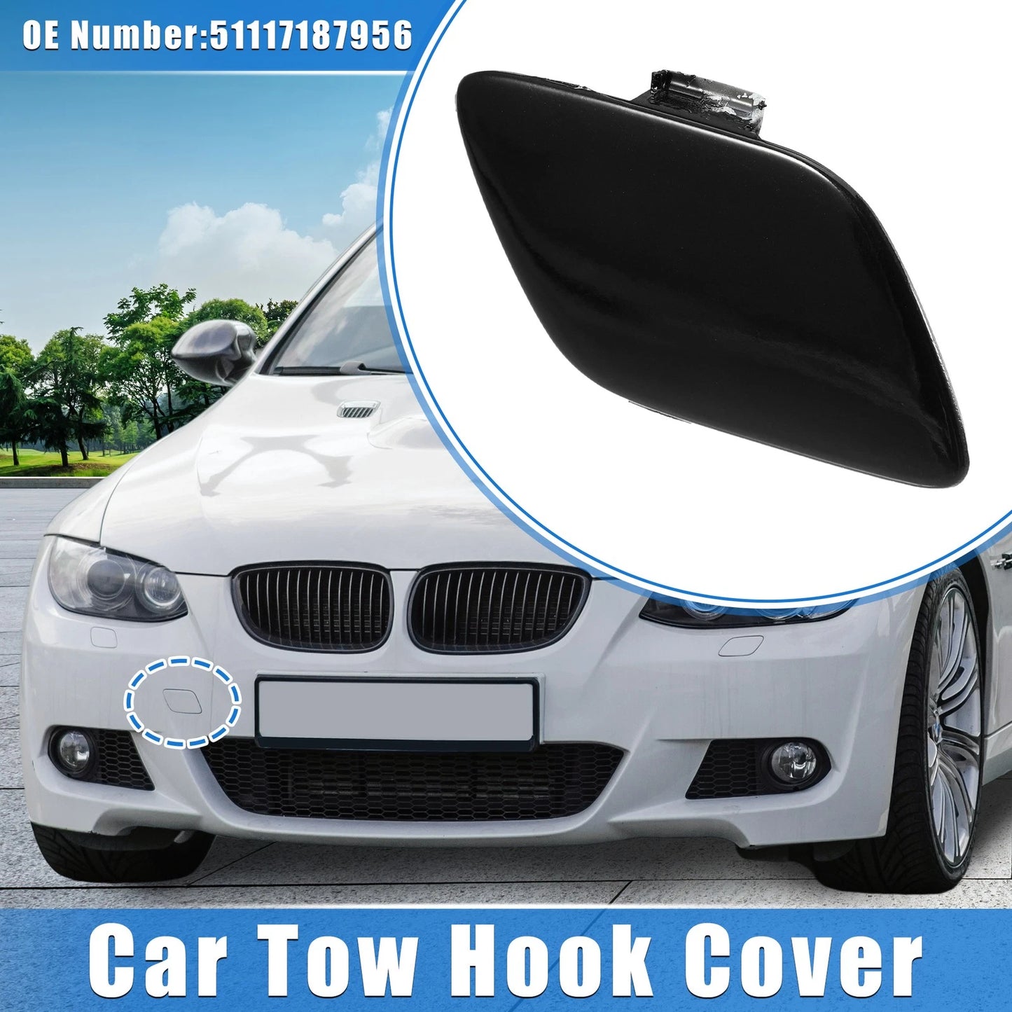 Tow Hook Eye Hole Cover for BMW E93 2007-2010 Black Front Right