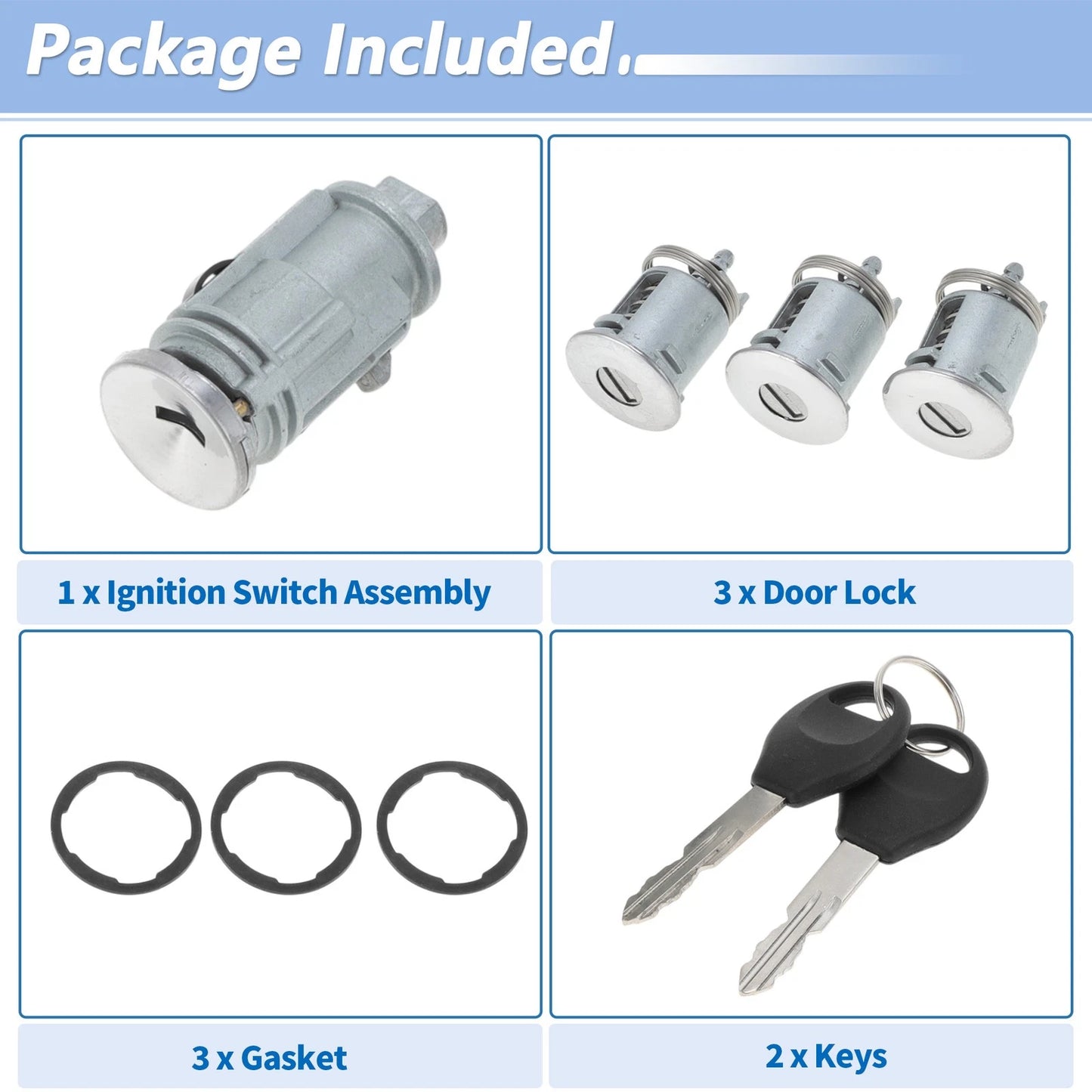 Ignition Lock Cylinder & Door Lock for Jeep Wrangler TJ (1998-2001)