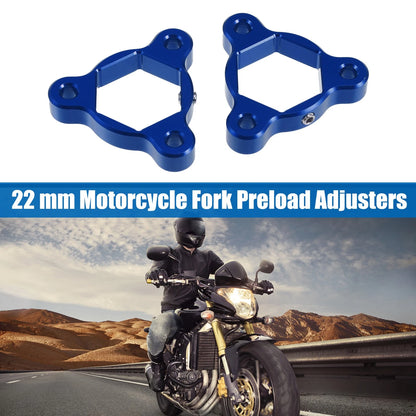 2 x 22mm Fork Preload Adjusters Aluminum Blue for Motorcycle