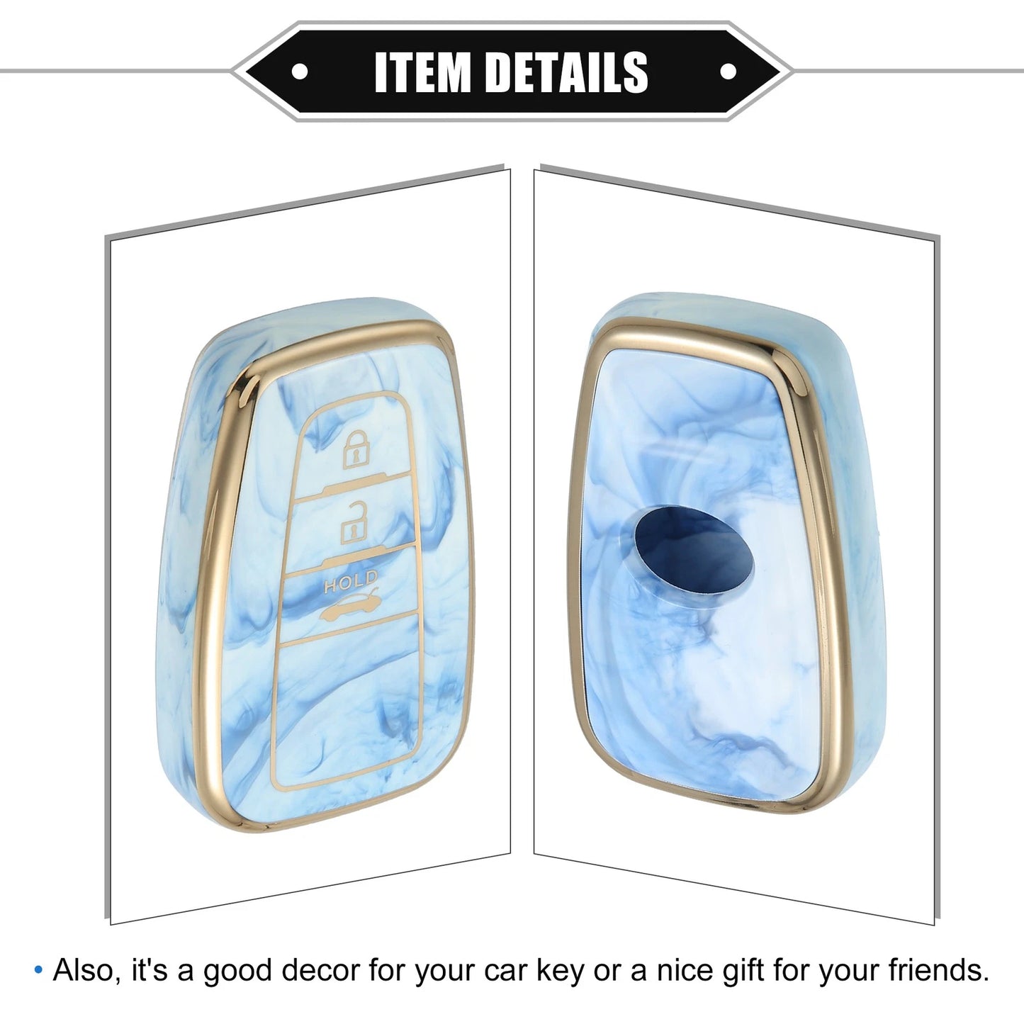 3 Button Smart Key Fob Cover Case for Toyota Prius (2006-2022) TPU Blue