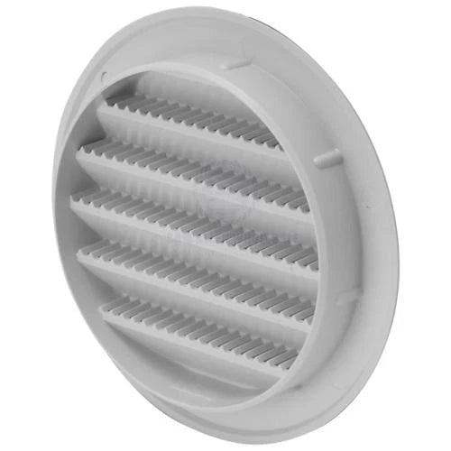 Round Louvre Vent 100mm White ABS Plastic for Boat/Caravan with Anti-Bug Mesh