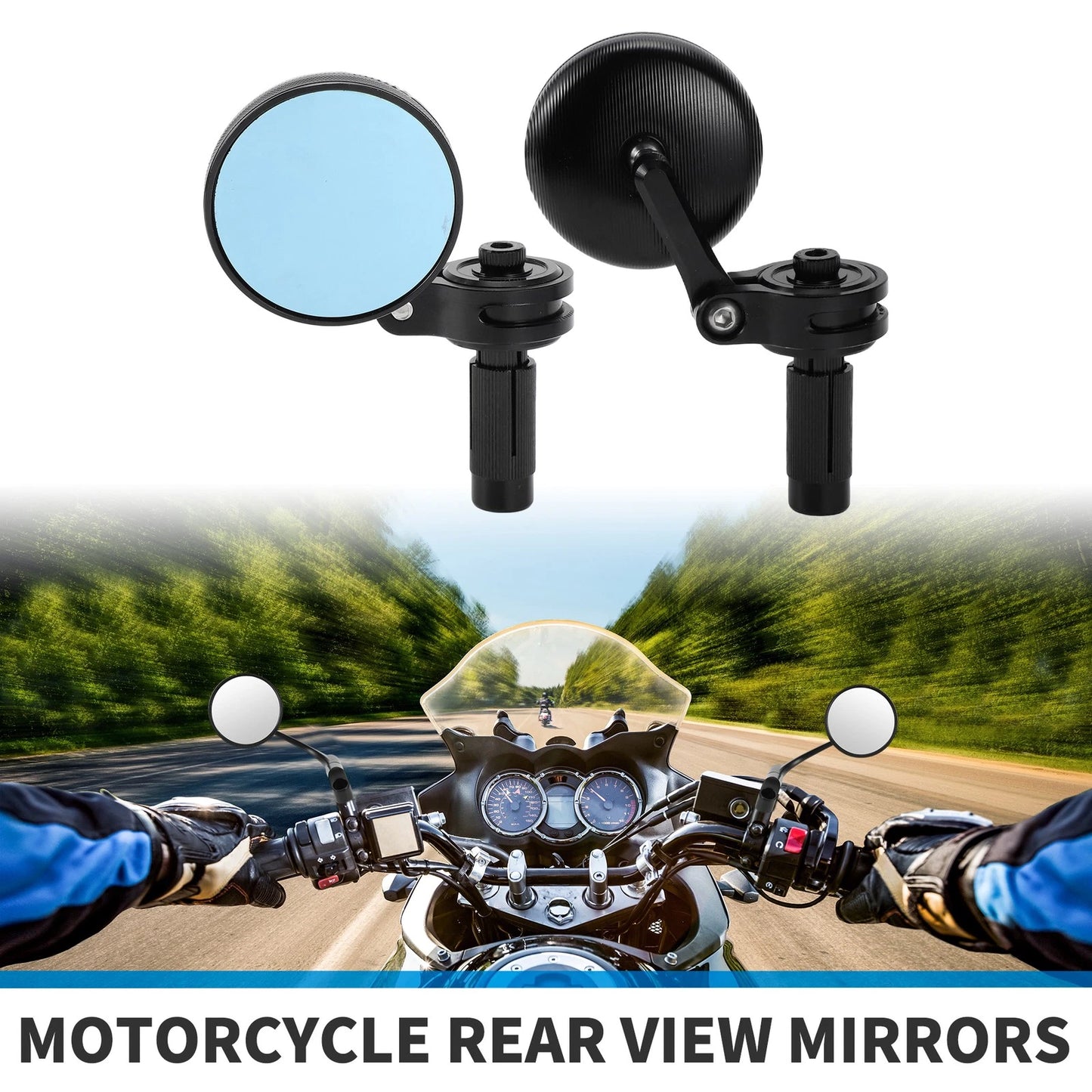 Handlebar Rear View Mirror Round Shape Aluminum Alloy for M6