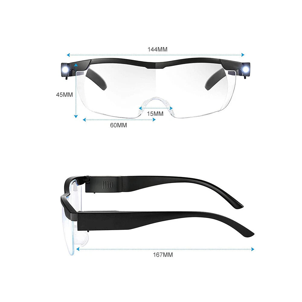 180% Magnifying Eyewear HD Glasses with LED Lights for Unisex
