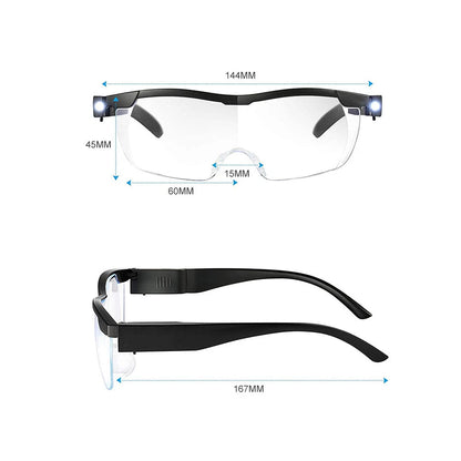 180% Magnifying Eyewear HD Glasses with LED Lights for Unisex