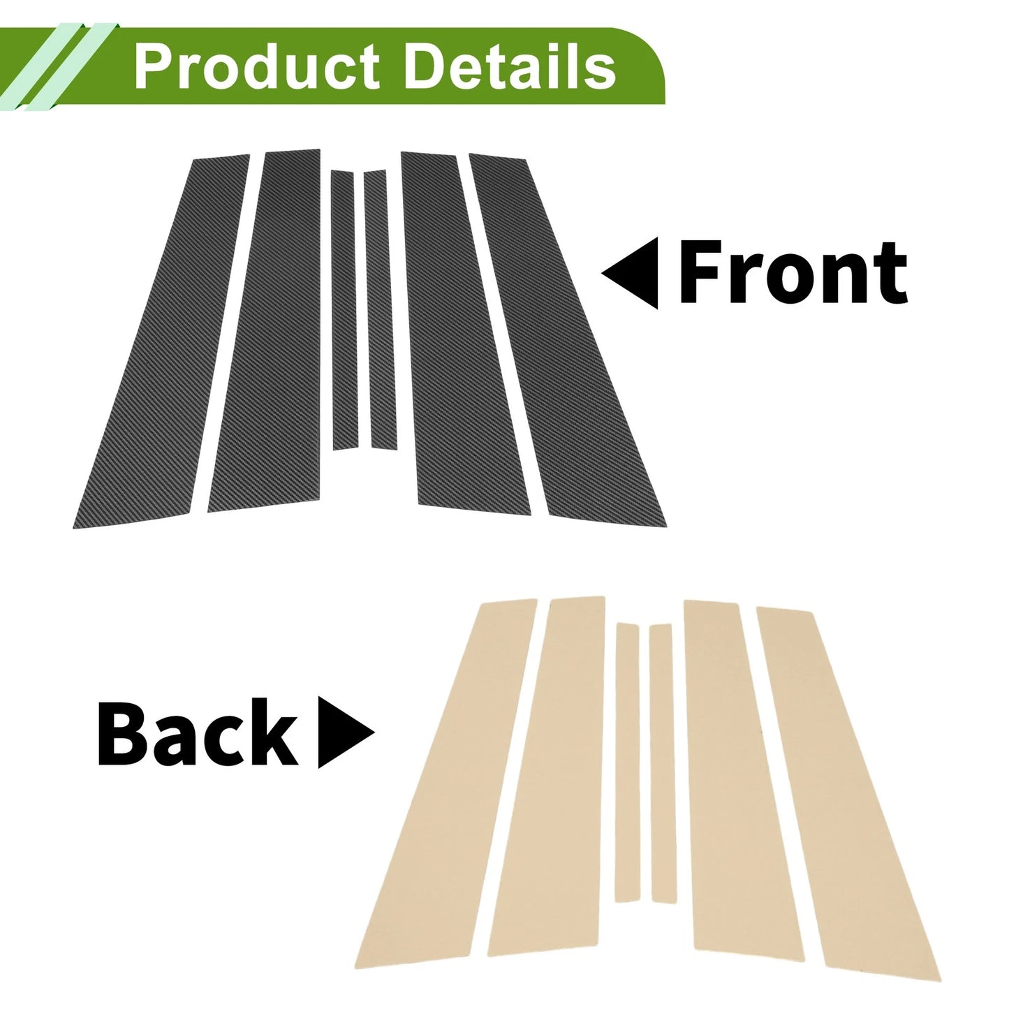 6 Pcs Door Pillar Window Trim for BMW 3-Series (2019-2022) Carbon Fiber Black