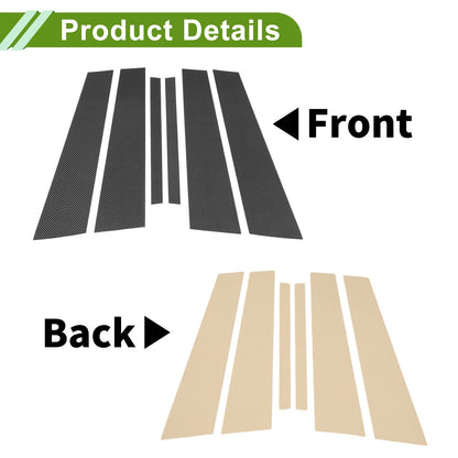 6 Pcs Door Pillar Window Trim for BMW 3-Series (2019-2022) Carbon Fiber Black
