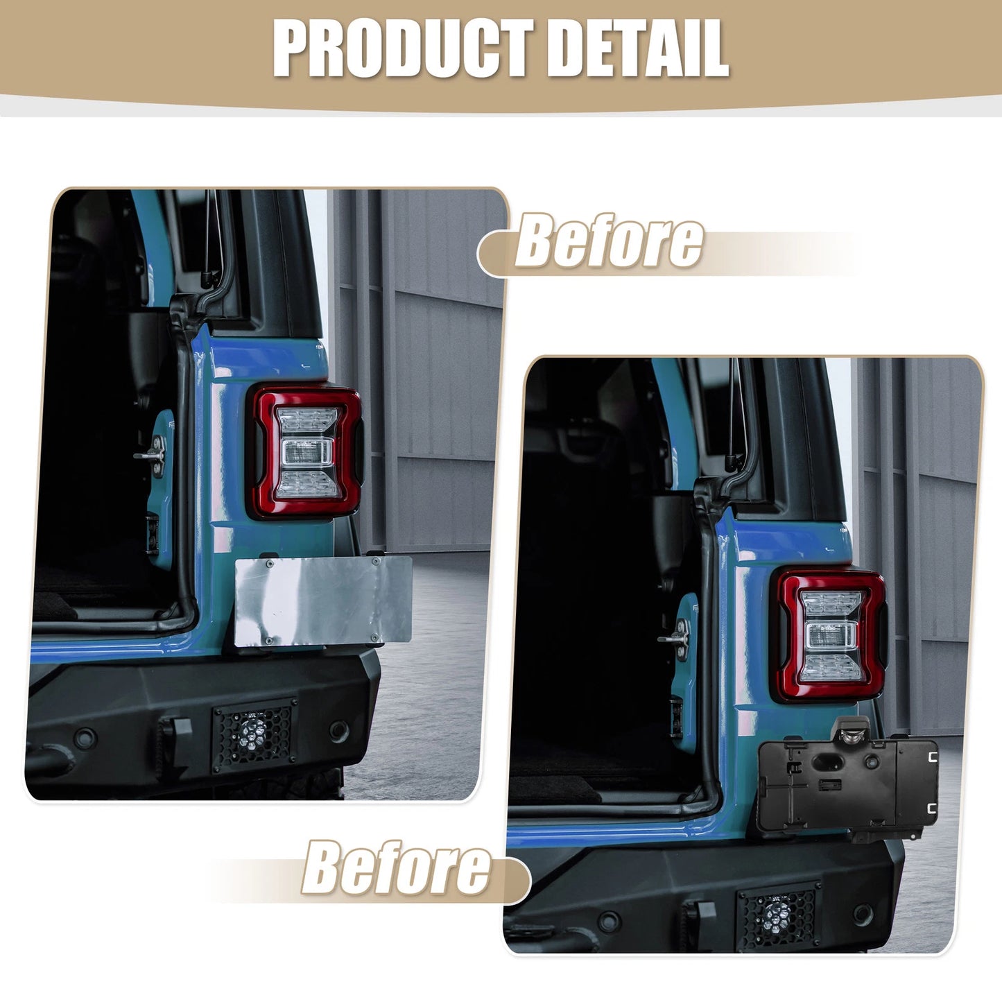 License Plate Holder with Lamp for Jeep Wrangler JK (2007-2018)