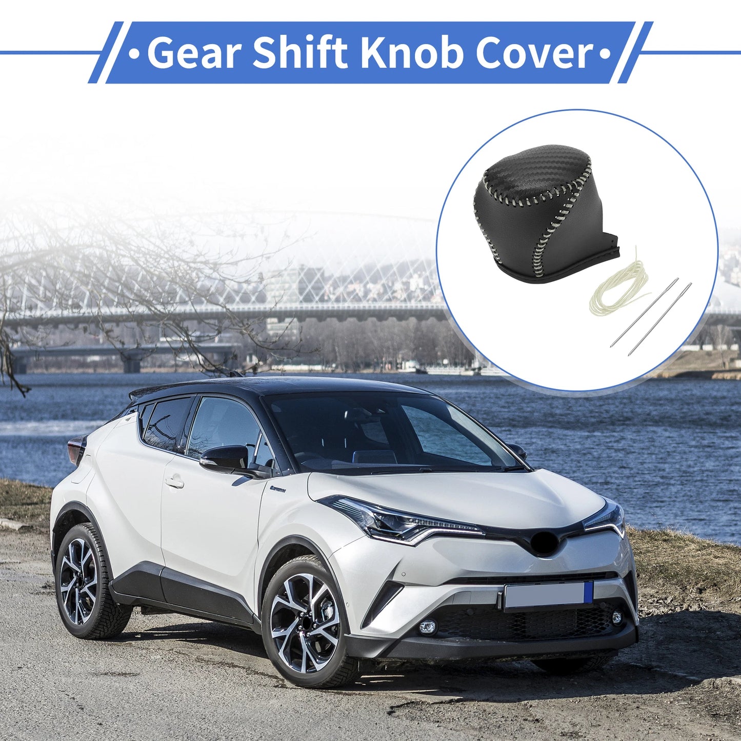 Car Gear Shift Knob Cover for Toyota CH-R 2017-2021 Black Carbon Fiber