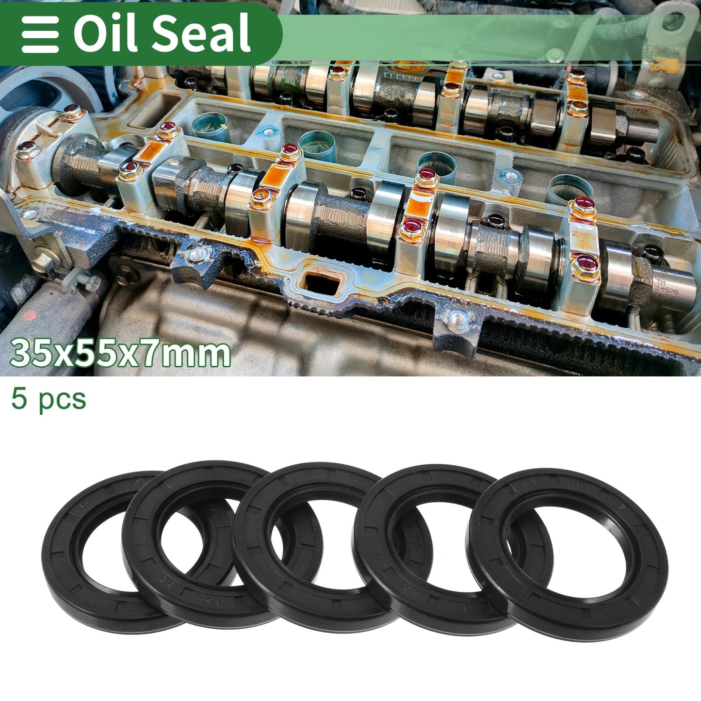 Oil Seal / 35x55x7mm / NBR Rubber Black 5 Pcs for Make Model