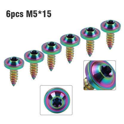 6pcs M5x15mm Titanium Torx Head Self Tapping Screws for Motor