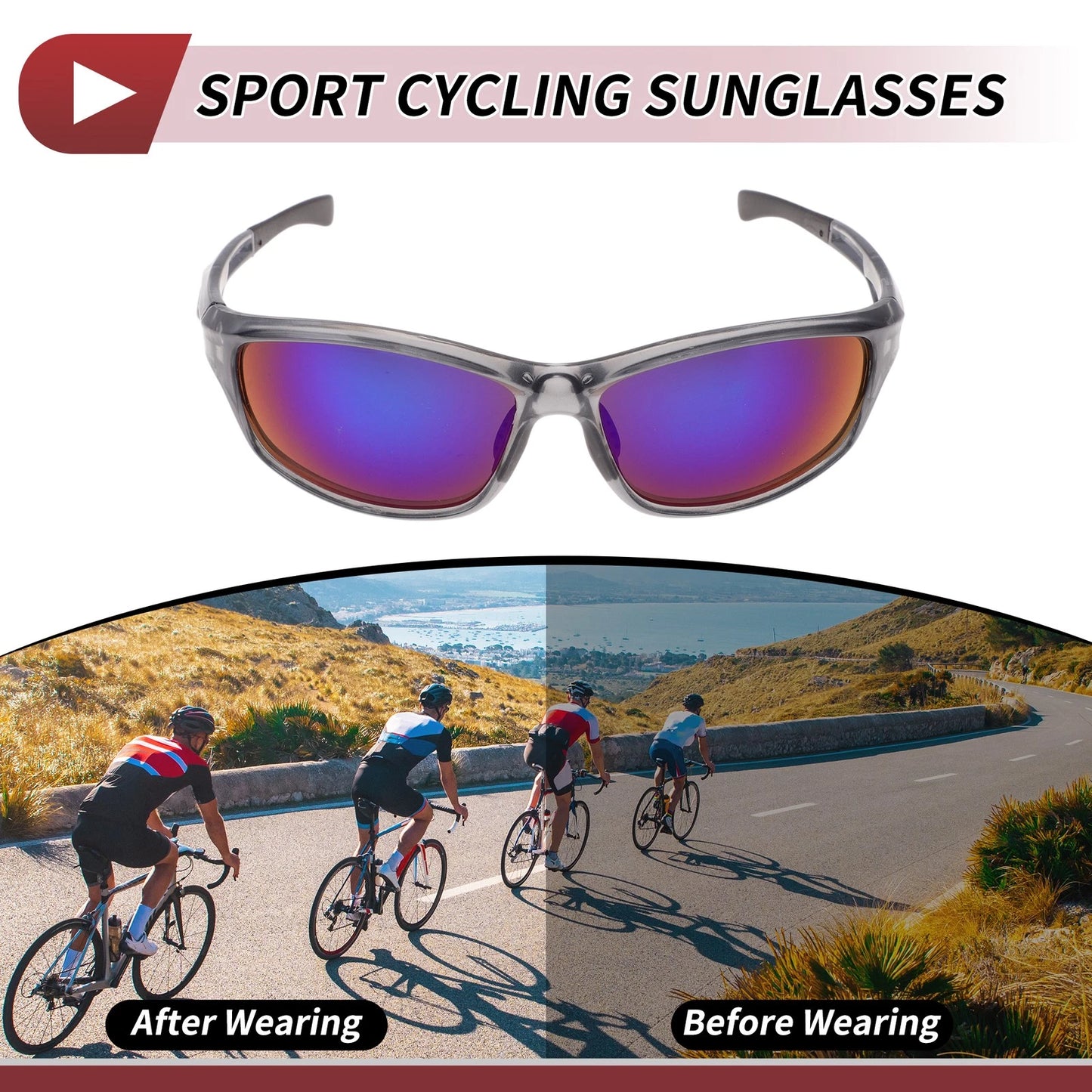 1 Pc Goggles Green Lens Gray Frame PC Cycling Sunglasses for Motorcycle
