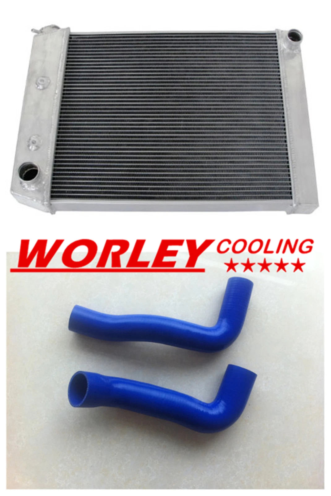 Aluminum Radiator & Blue Hose for Ford Cortina 6 Cylinder (1972-1982)