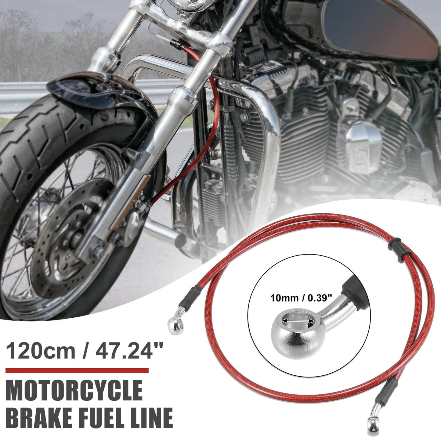 Braided Brake Clutch Oil Hoses Line Pipe / 120cm 47.24in 10mm / Motorcycle ATV