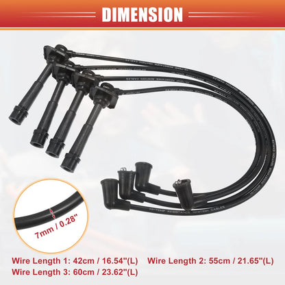 4 x Spark Plug Wire Ignition Coil Cables for Mazda 626 (1992-1997)