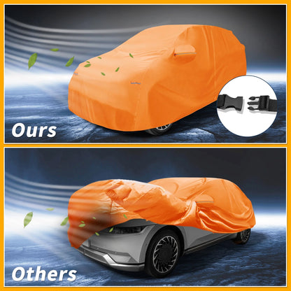 Waterproof All Weather Car Cover for Hyundai Ioniq 6 (2023) - Orange Cotton with Zipper