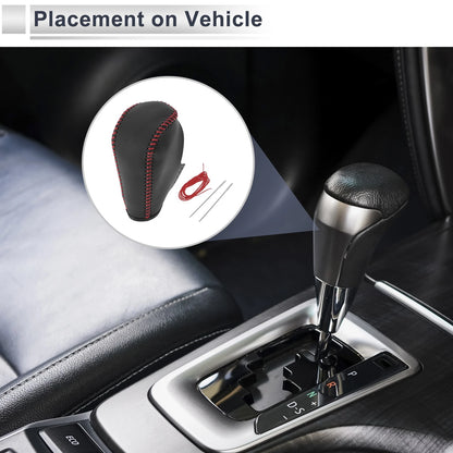 Black Red Faux Leather Gear Shift Knob Cover for BMW 3 Series (2004-2012)