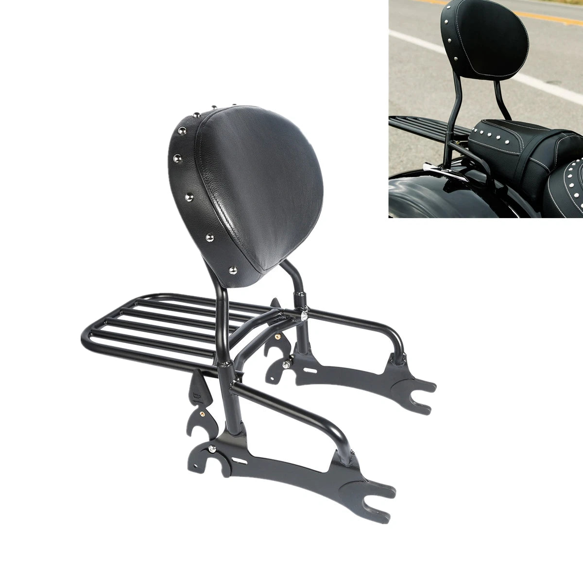 Black Sissy Bar Backrest Luggage Rack for Indian Chief Dark Horse (2014-2018)
