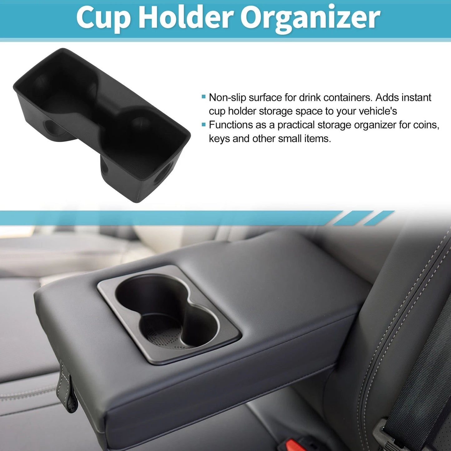 Rear Seat Center Armrest Cup Holder Organizer 1 pc for Toyota RAV4 (2019–2021)