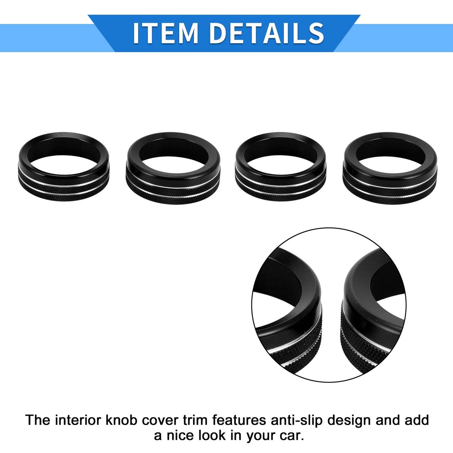 AC Heater 4WD Switch Knob Cover Ring for Toyota Tacoma (2016-2023) 4 Pcs