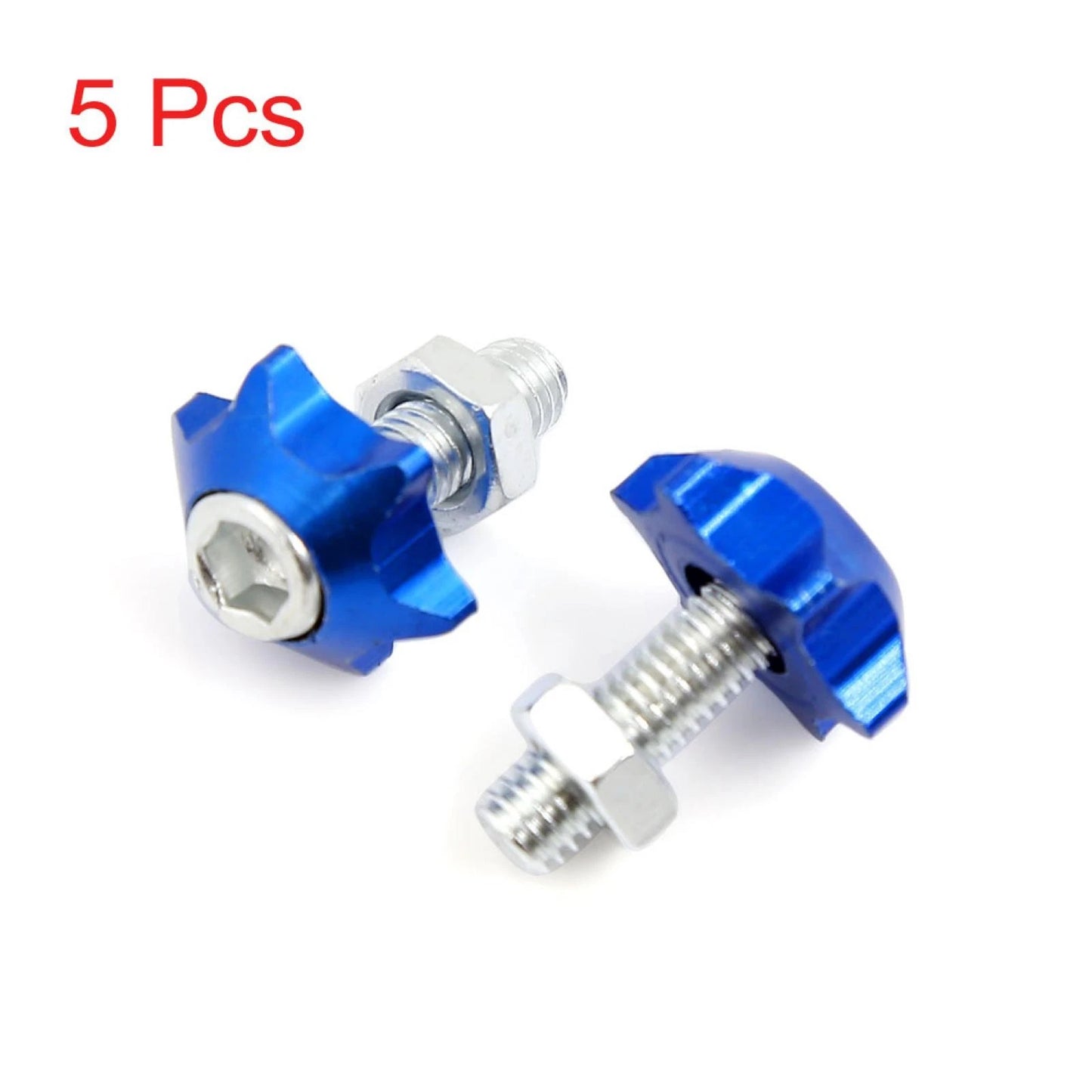 5 Pcs 6mm Dia Blue Star Cap License Plate Frame Bolt Screw for Motorcycle Car
