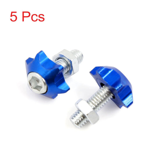 5 Pcs 6mm Dia Blue Star Cap License Plate Frame Bolt Screw for Motorcycle Car