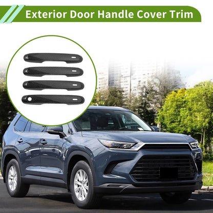 Exterior Door Handle Cover Trim Carbon Fiber Black for Toyota Grand Highlander