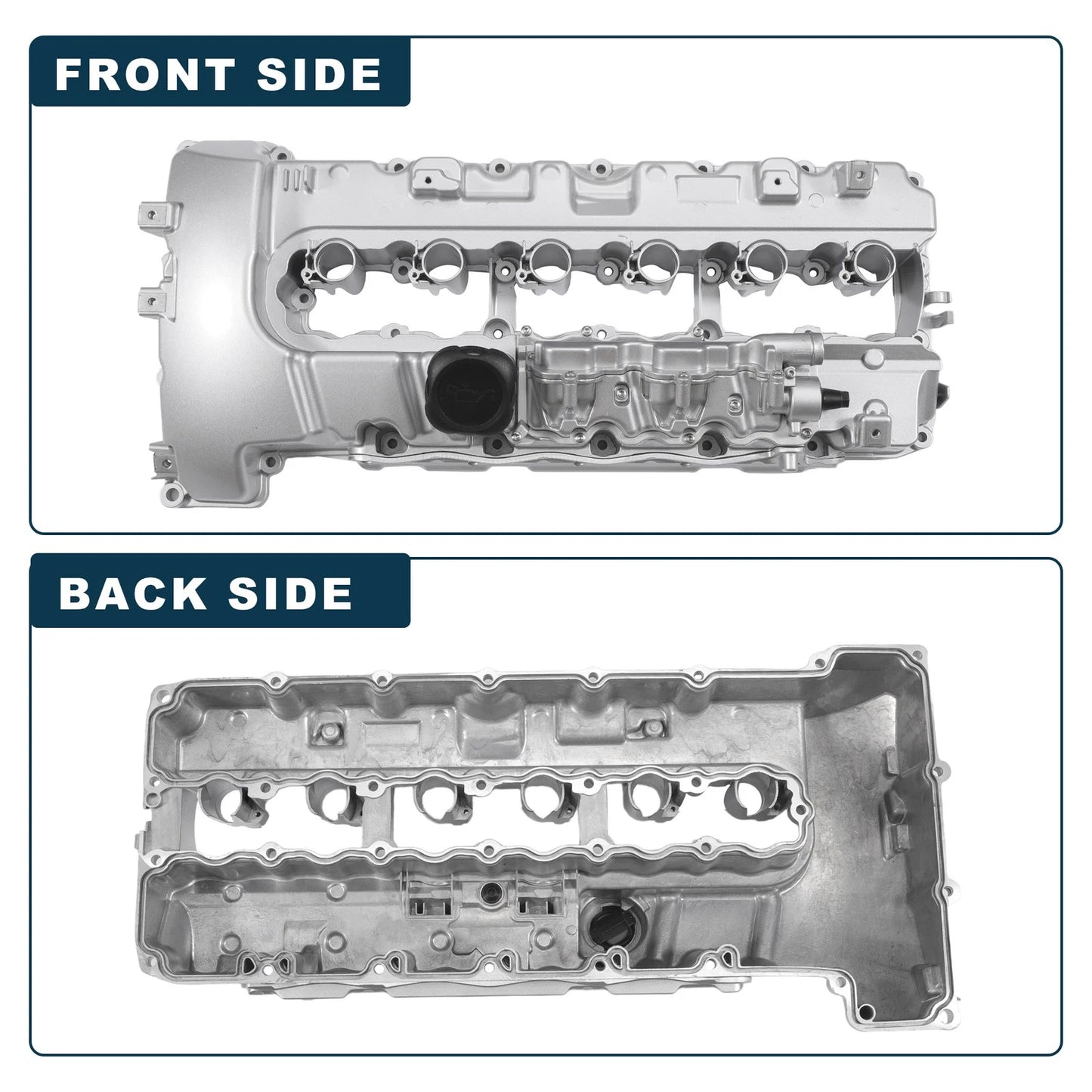 Engine Valve Cover with Gasket for BMW 135i (2008-2011) Silver Tone