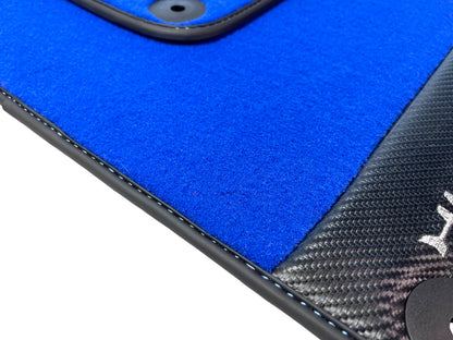 Blue Floor Mats for Lamborghini Huracan (2014-2023) - Carbon Fiber Leather
