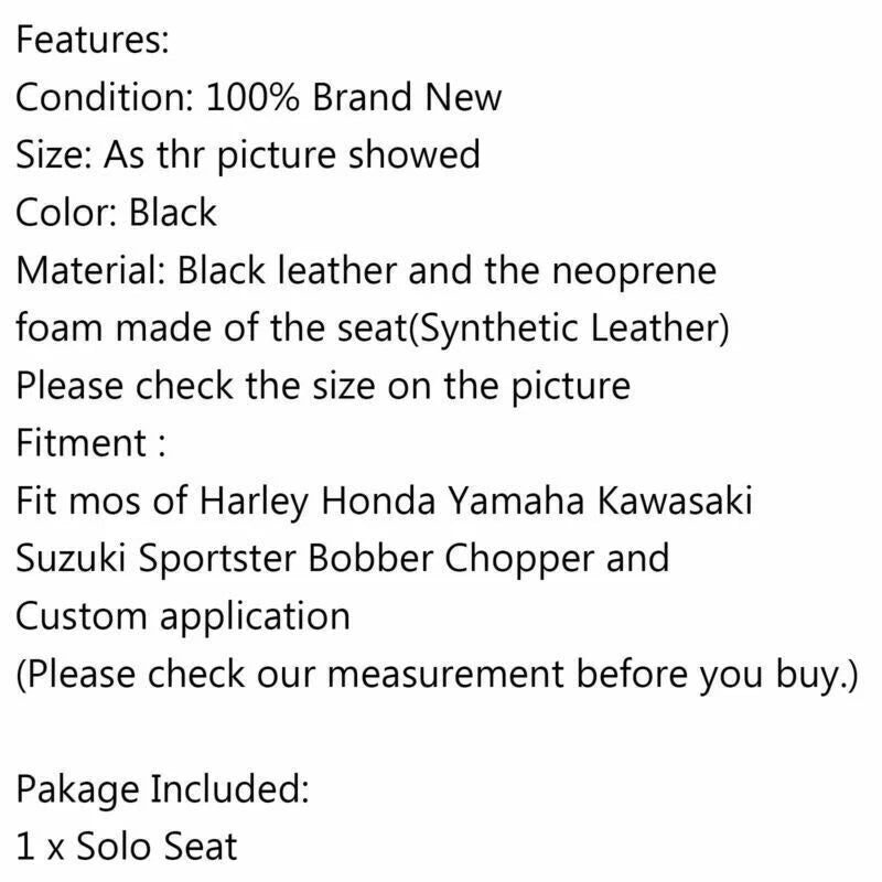Solo Seat for Chopper Bobber Custom SX CB 650 (1980-1983)