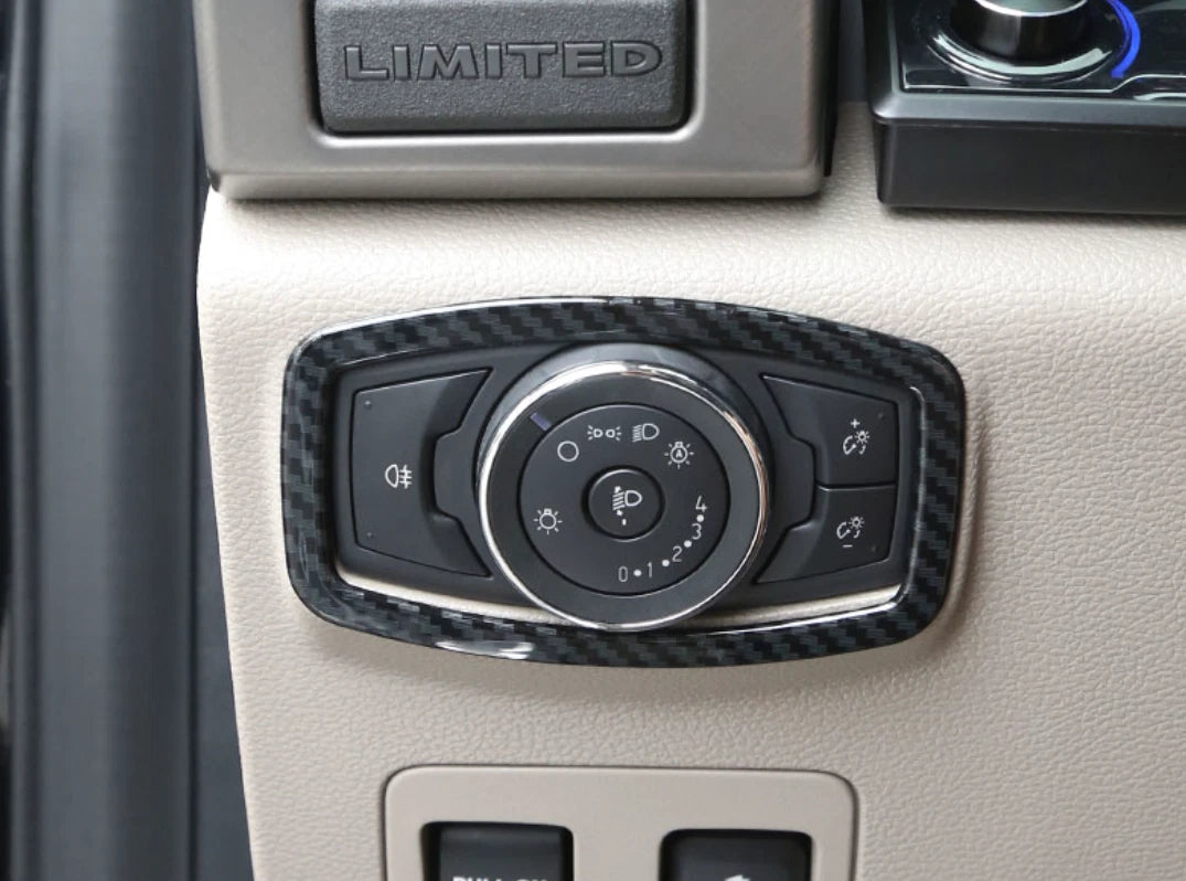 Carbon Fiber Headlight Switch Frame Cover for Ford F150 (2015-2019)