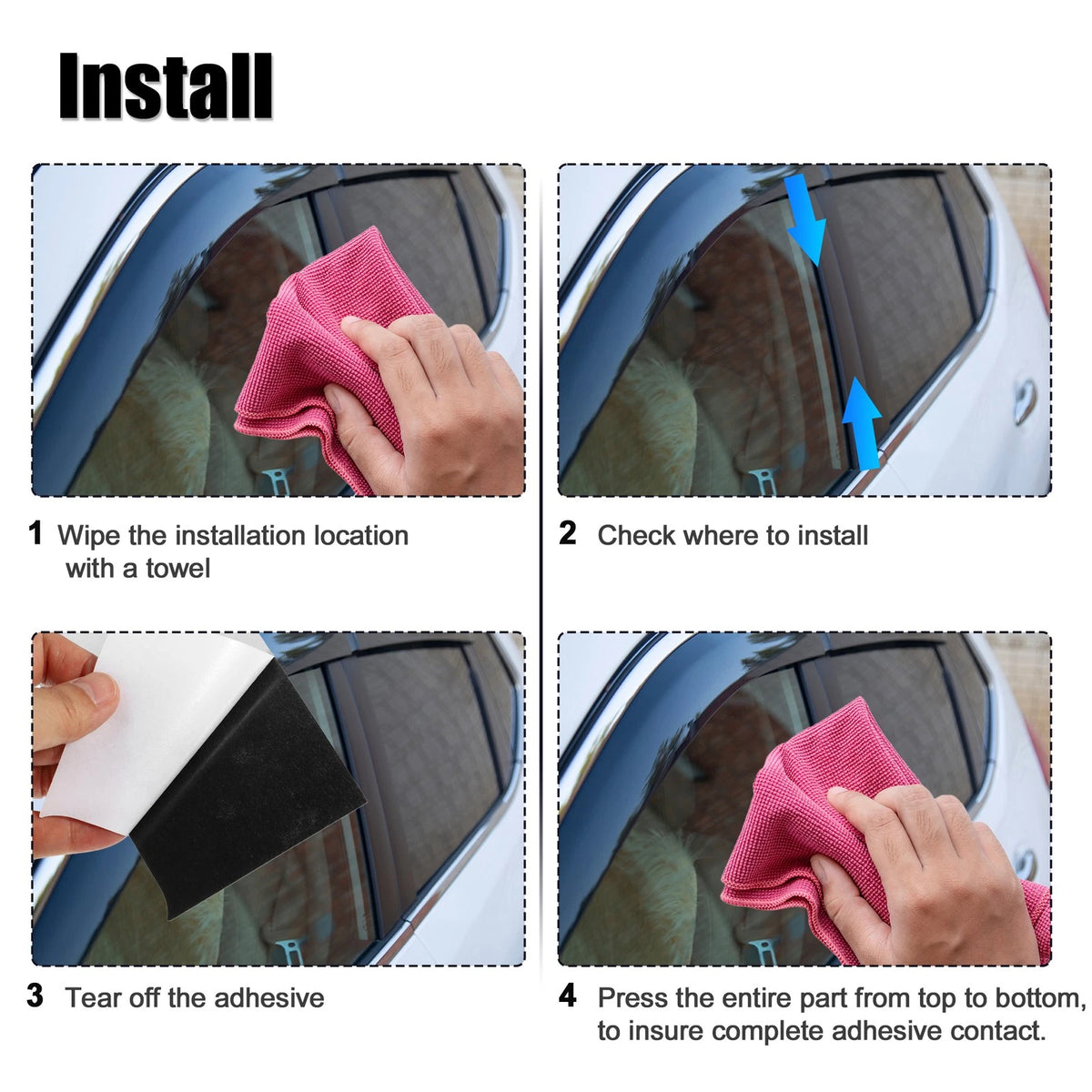 Door Cover Panel Pillar Posts Stickers 10 Pcs for Dodge Grand Caravan Black