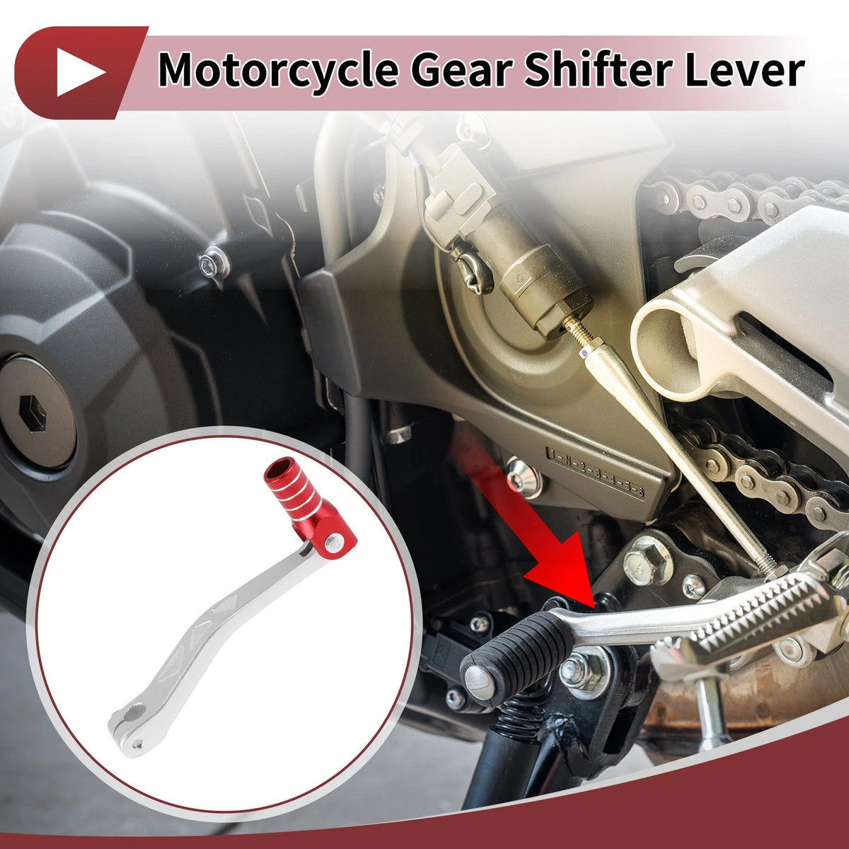 Folding Motorcycle Gear Shifter Levers for Yamaha TTR 50cc Siver Tone Red