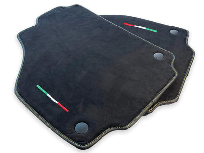 Floor Mats for Ferrari 488 GTB Black Tailored Carpets with Alcantara Leather